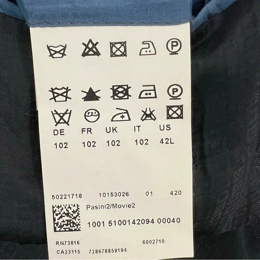 Hugo Boss Blue Micro Check Suit Jacket Blazer Coat Super 100 Modern Fit Men 42 L - Picture 10 of 12